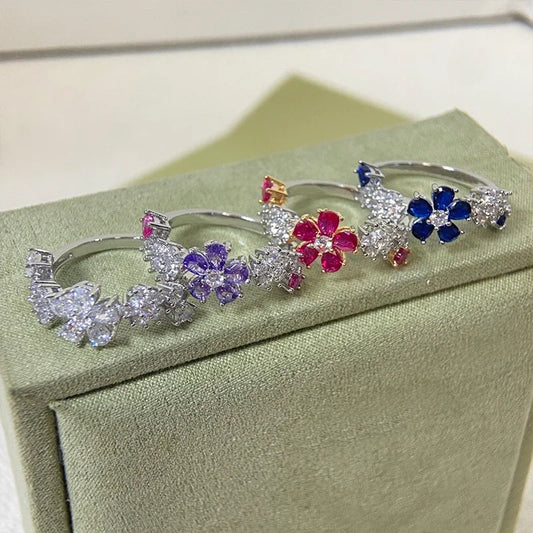 Elegant CZ Floral Cluster Ring for Women